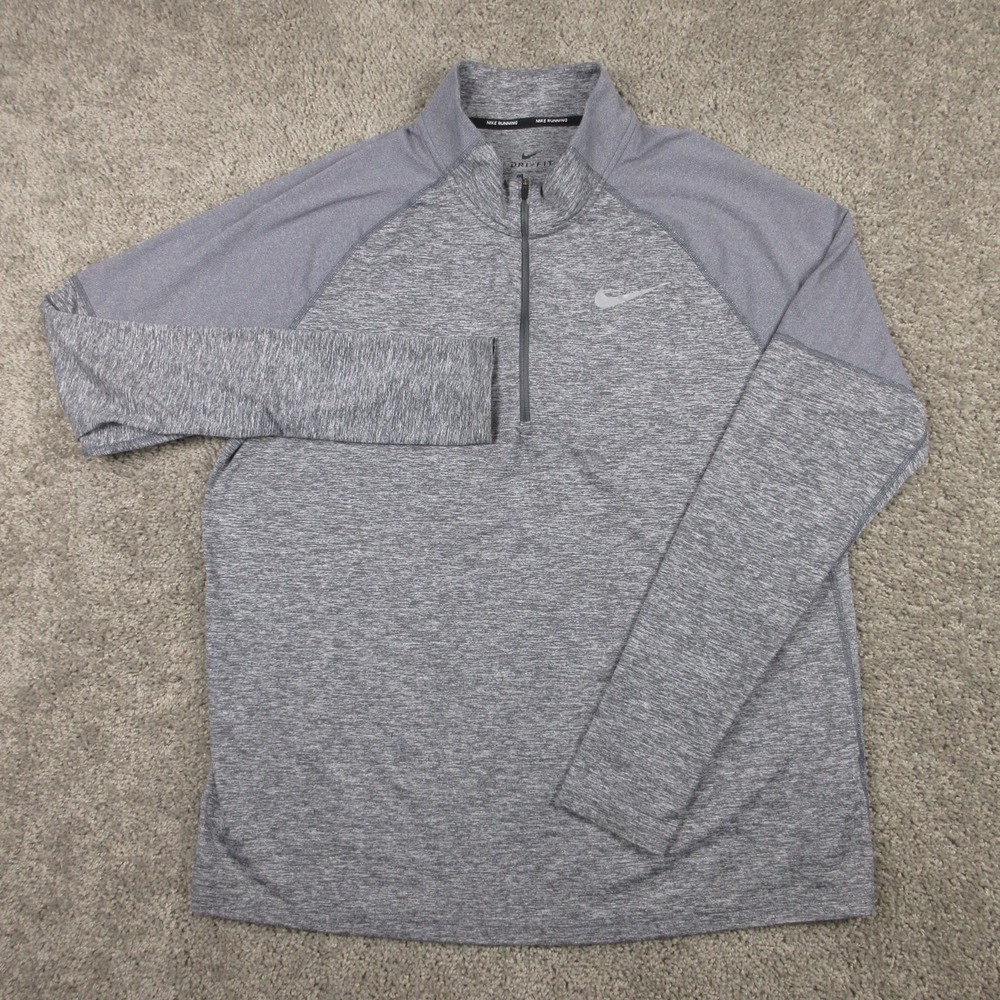 Nike Sweater Mens XL Gray Drifit Running Performance Quarter Zip Lightweight